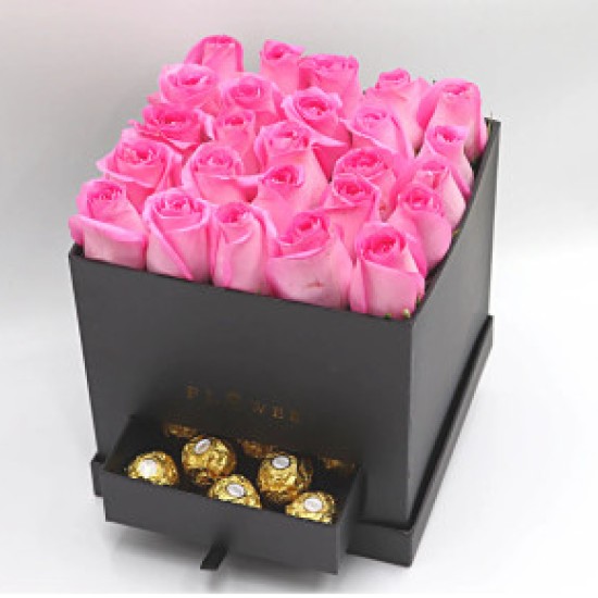 pink rose with Ferrero chocolates